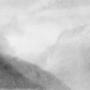 « Vallée, brume, lumière », gouache sur papier, 114 x 178 cm, 2023