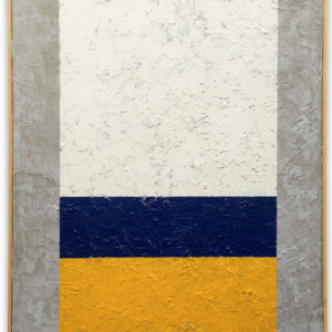 Miki Ninić, Horizons (white, blue, yellow), acrylic and mineral composite on canvas, 100 x 150 cm, 2018