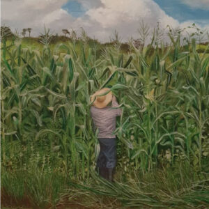 "No milharal" (Dans le champ de maïs). Huile sur toile. 40x60 cm.