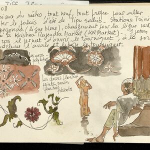 Carnet de voyage, Inde du Sud. Feutre et aquarelle, été 2023
