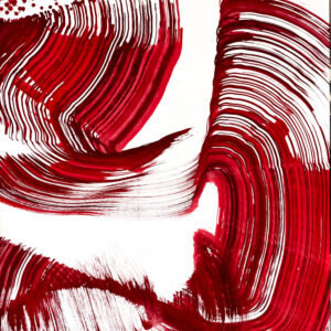 Hélène Jacqz, Suite rouge, 2023, technique sur papier marouflé sur toile