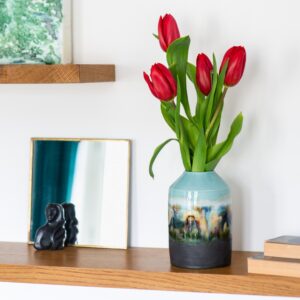 Vase TERRA PAESINA vert mat, bleu ciel