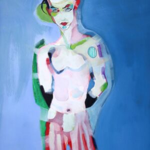 Caught in the act 2026 feutre fin, feutre couleur, encre et huile sur toile 120 x 80 cm
