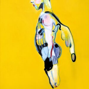 The dive 2026 feutre fin, feutre couleur et huile sur toile 120 x 80 cm