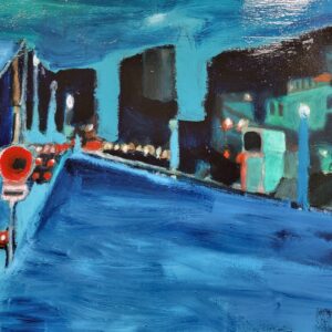 Canal St Denis nocturne Huile sur toile