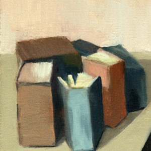 Vieilles pierres, nouveaux barbares - Huile sur papier toilé - 21 x 15 cm - 2026